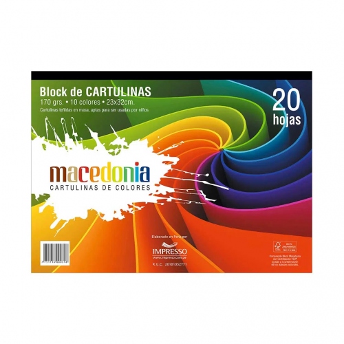 Beula Arkitec: Block de Cartulinas de Colores Macedonia 23 x 32cm
