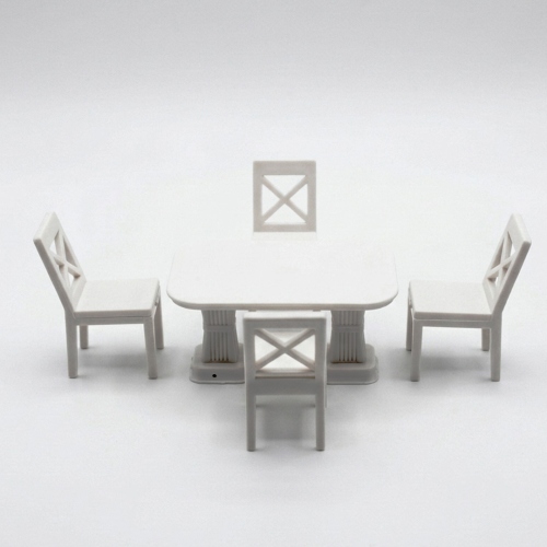 Beula Arkitec: Juego de Comedor Blanco Esc 1:25