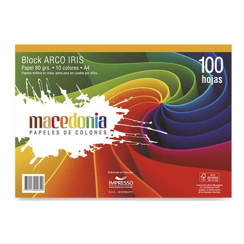 Beula Arkitec: Block Arco Iris A4 100 Hojas Macedonia