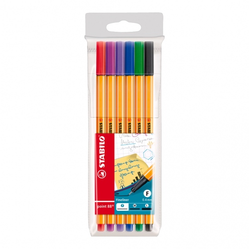 Beula Arkitec: Set x 6 Fineliner Point 88 Colores Básicos Stabilo