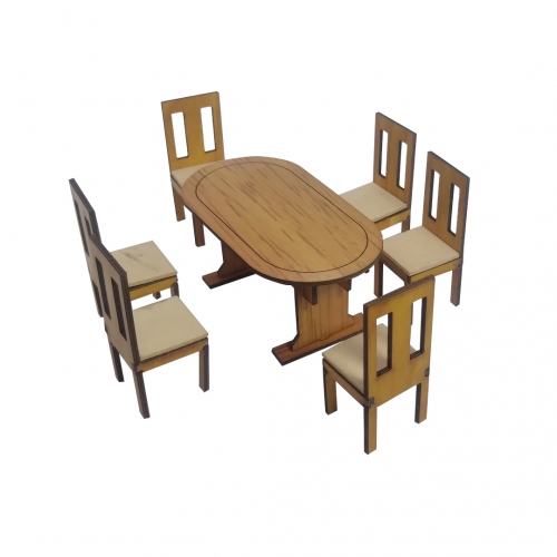Beula Arkitec: Juego de Comedor #2 Mesa Ovalada Esc 1:25