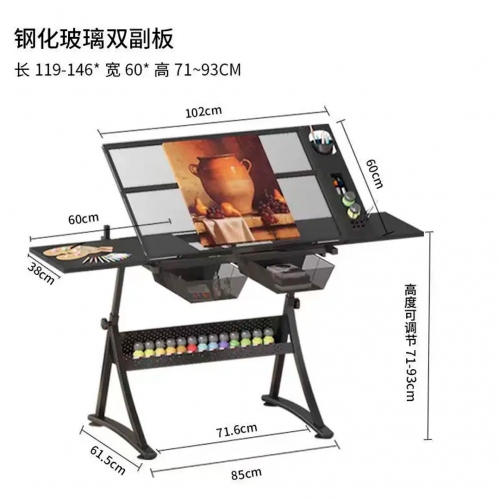 Beula Arkitec: Mesa de Dibujo Tempered Glass Adjustable with drawer 2 Encimeras