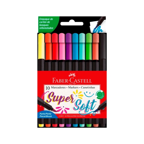 Beula Arkitec: Marcadores SuperSoft Punta Pincel Faber-Castell Set x 10