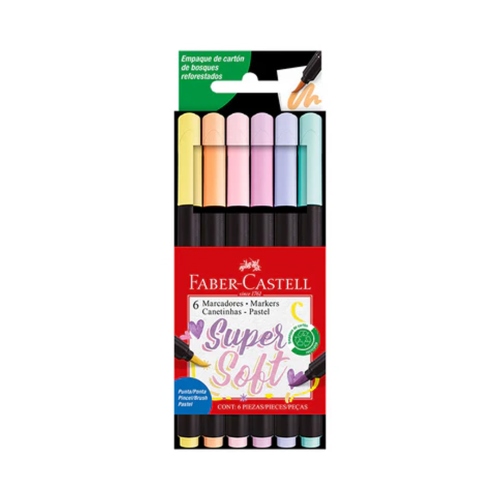 Beula Arkitec: Marcadores SuperSoft Punta Pincel Faber-Castell Set x 6