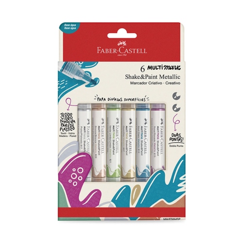 Beula Arkitec: Marcadores Metálicos Colores Faber Castell Multimark Shake & Paint Set x 6 Colores Faber Castell