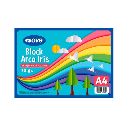 Beula Arkitec: Block arco iris ove a4 25 hojas