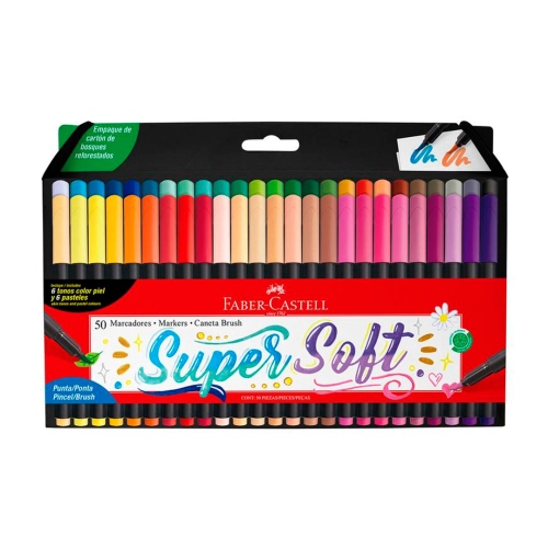 Beula Arkitec: Marcadores SuperSoft Punta Pincel Faber-Castell Set x 50